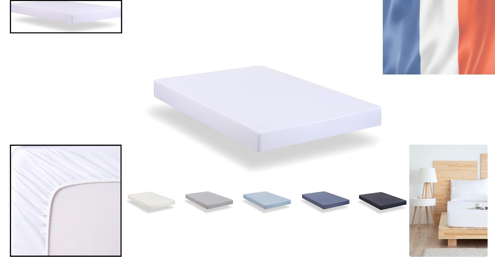 Drap housse blanc microfibre brossée pour lit douillet de chambre parentale - 2