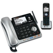 AT T TL86109 Cordless Phone w/ Answering Machine 2 Lines Silver/Black