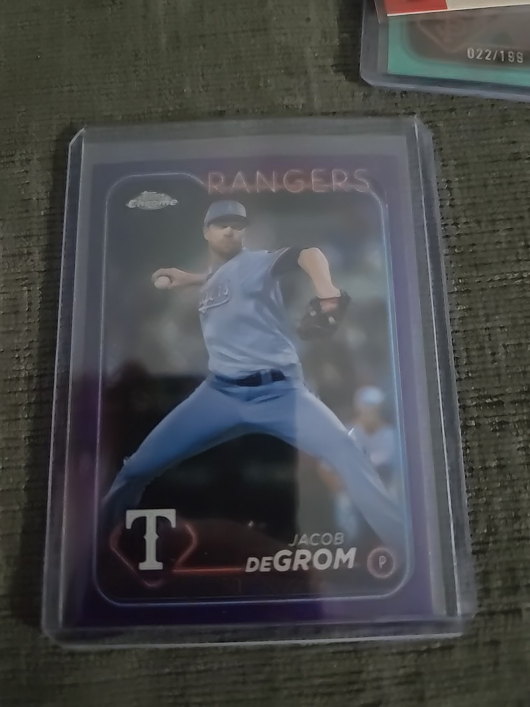 Jacob Degrom Purple /250 2024 Topps Chrome Logofractor Card #228 Texas Rangers
