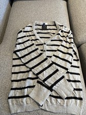 Men  s Cardigan Gray Black Stripe Large