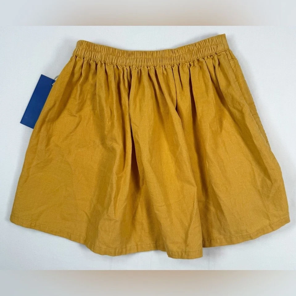 NUEVO CON ETIQUETAS MAISON ME Niñas Amarillo Mostaza Pana Cintura Elástica Falda Circular Talla 8 Foto 2 de 4