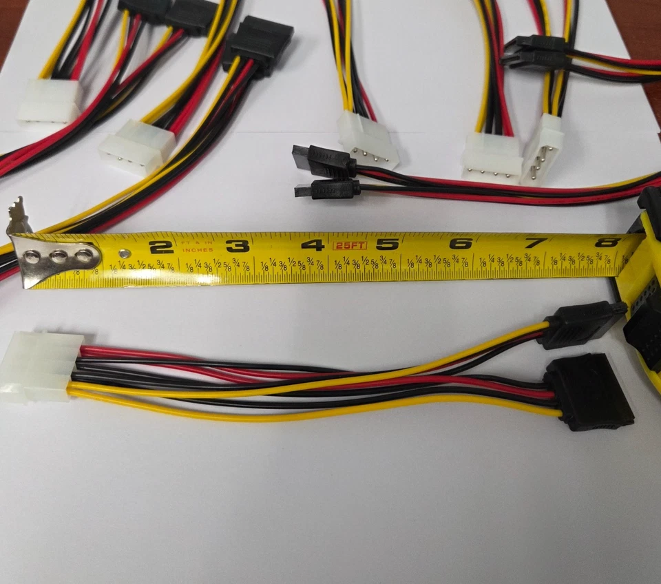 Lote de 10 machos fêmea 4 pinos adaptador de unidade de alimentação cabo para Molex IDE SATA - Imagem 3 de 4