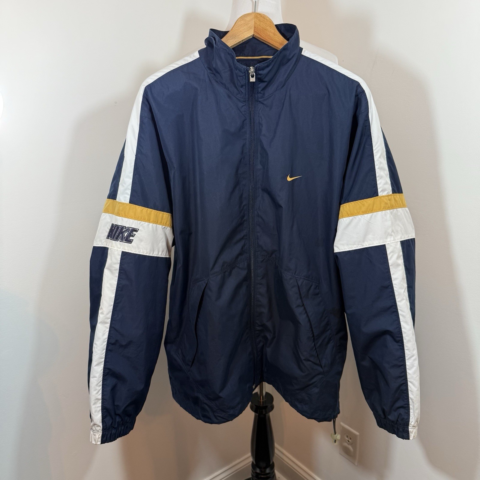 SACAI X NIKE Giacca vintage Nike Y2K full zip argento foderata con etichetta blu uomo taglia media