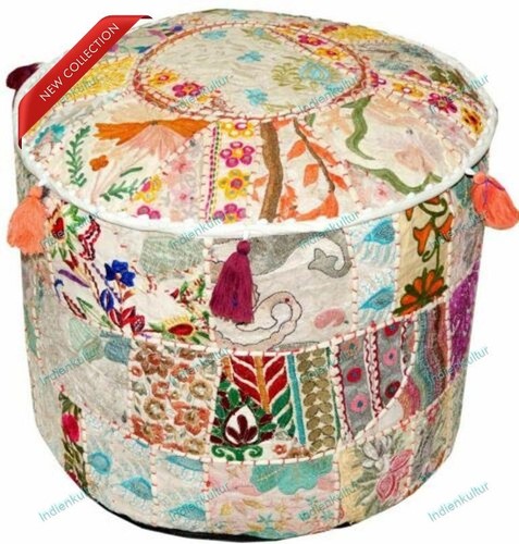 Floral Pouf Ottoman Indian