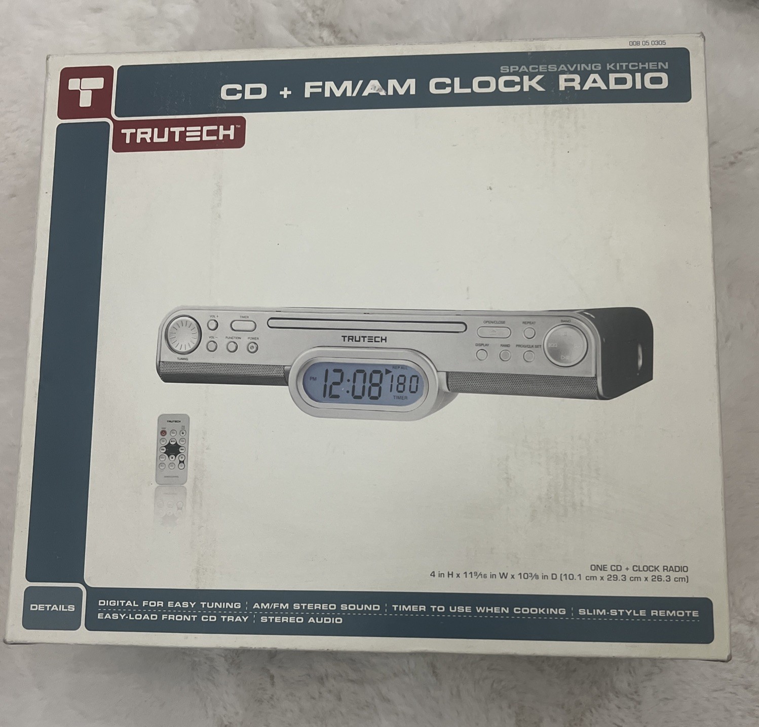 TRUTECH Spacesaving CD+AM/FM CLOCK RADIO  Under Cabinet Mode