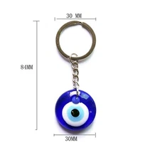 Evil Eye Keychain Glass Lucky Turkish Greek Charm Keyring Nazar Mati Eye