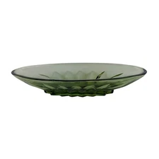 Vintage Green Pressed Glass Oval Serving or Candy Dish, Mid Century Avocado