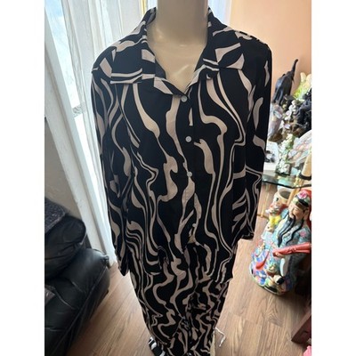 Fashion Nova Valentina Pant Set 1X Black White Swirl Print 2 Piece Matching Set