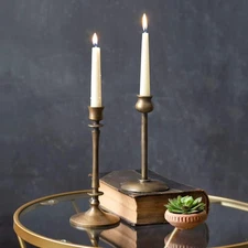 Set of Two Brass Taper Candle Holders