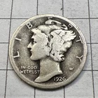 1926  Mercury   Dime - 90% Silver - Free Shipping.