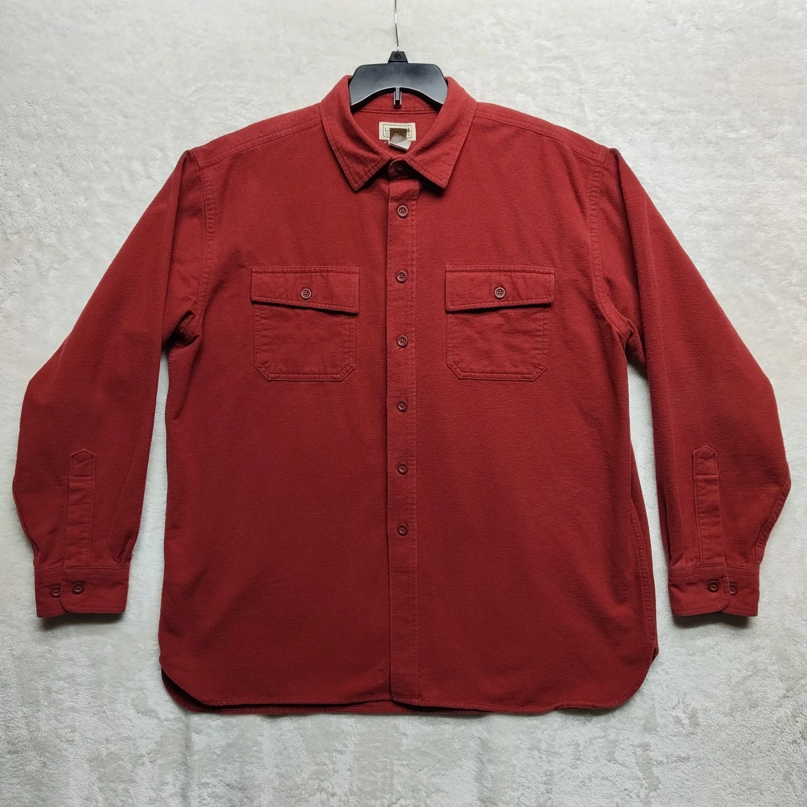 LL Bean Shirt Chamois Mens XL Flannel 0MT03 Red Button Up Outdoor Work Utility