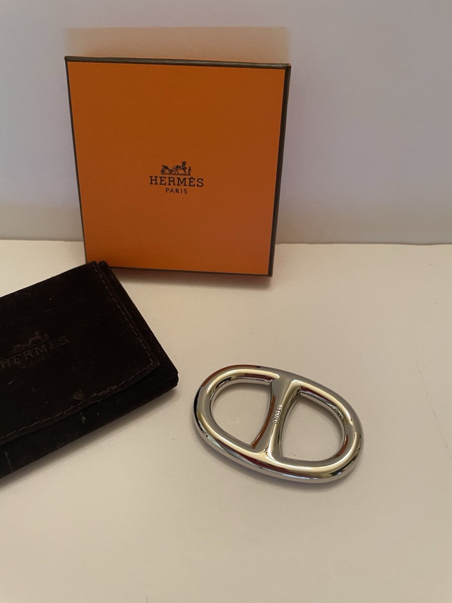 HERMES Chaine d'Ancre Scarf Ring Scarf 90 w/ Box and Pouch
