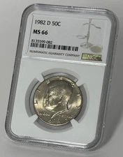 1982-D Kennedy Half Dollar NGC MS66 DDO DDR Error Variety Brilliant Toned UNC