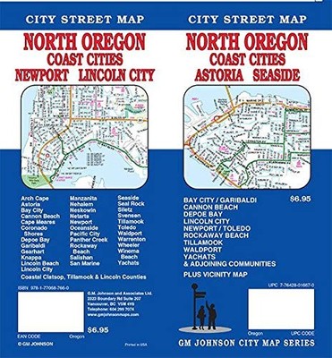Oregon North Coast Astoria Seaside Newport Lincoln City, Oregon Street Map