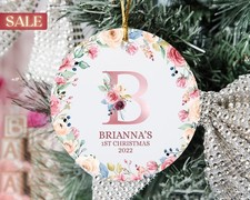 Custom Baby's First Christmas Ornament, Personalized Baby Name Keepsake, Init...