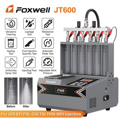 FOXWELL JT600 6-Zyl GDI Piezo Ultraschall-Einspritzer-Reiniger &Tester