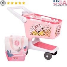 Kids Shopping Cart Playset W/ Grocery Items  Baby Doll Seat Educational Toy New