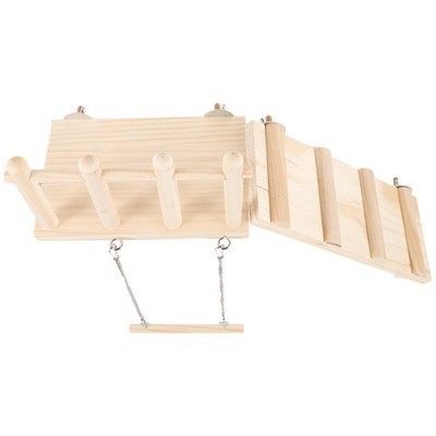  Vogel-Holzspielplatz mit Kletterleiter, Papageienschaukel, Papageiensitzstange