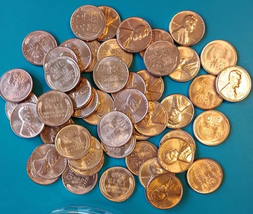 1957-D Lincoln Wheat Roll BRILLIANT RED UNCIRCULATED See Pics Nice Roll 50 Lot *