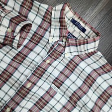 Men XL Vintage Chaps Ralph Lauren Shirt Red Plaid Long Sleeve 90's Button Up Y2K