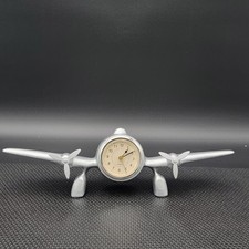 Silver Metal Airplane Flight Clock JSL Wing P...