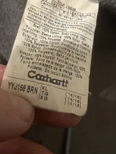 Carhartt YYJ158 BRN Brown Duck Hooded Full Zip Jacket Youth Size Large XL 14/16)