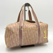 Auth Christian Dior Number Line Trotter Pattern Mini Boston Handbag  PVC 2Y2811