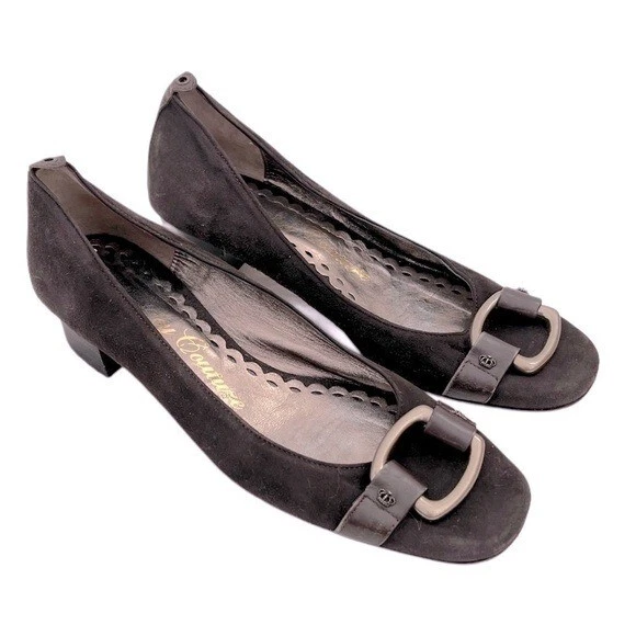 Juicy Couture винтажный сделано в Италии замши коричневый квадратный носок туфли-лодочки 7 - Изображение 2 из 4