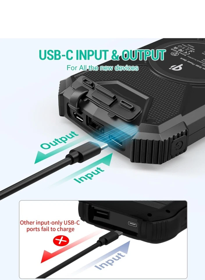 Blavor - Paquete de batería externa solar, cargador inalámbrico Qi de... - Image 4 of 4