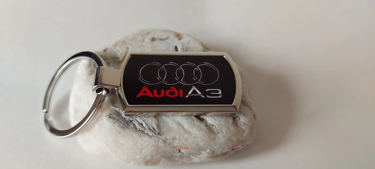 Audi A3 logo keyring free gift box silver chrome metal birthday