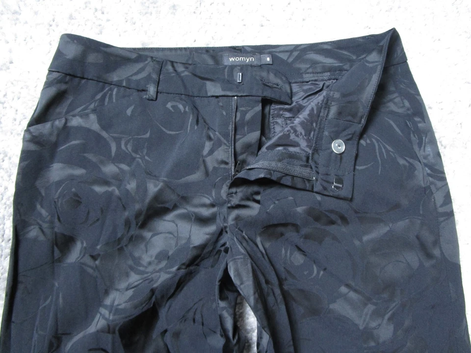 Pantalones Womyn Mujer 8 Negro Vestido Floral Pantalones Florales Flojos Trabajo Formal Bootcut Foto 3 de 4
