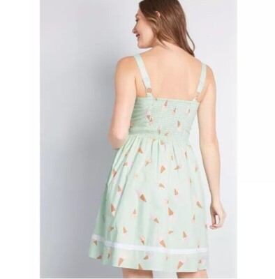 white christmas dresses Retro Stage Pink Melting Ice Cream Print Swing Dress | Sweet 1950s Rockabilly Summer Dress main image 0