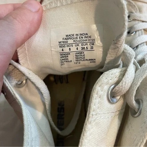Converse Chuck Taylor Off-White High-Top Sneakers Women’s 6 Men’s 4 Unisex Shoes - Picture 12 of 12
