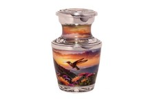 Decorative Hummingbird Cremation Urn for Ashes Adult Memorial Urn with Sunset