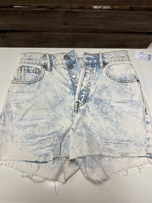 Bermuda Boyfriend PacSun - Short Jean Délavé 34 - Taille Régulière En Coton Bleu