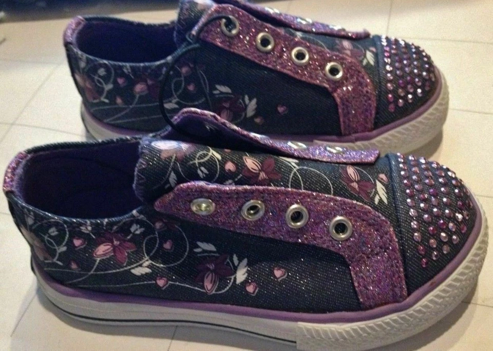 Tênis STEVIES STEVE MADDEN Glitter Strass Floral Meninas Pequenas Tamanho 8 - Imagem 2 de 3