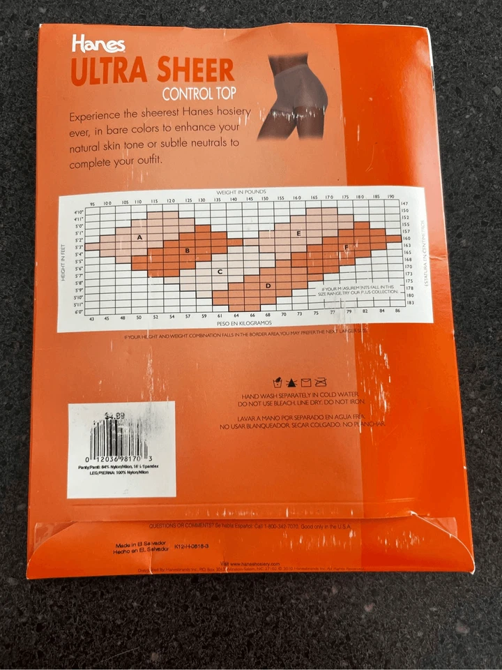 Meia-calça Hanes tamanho "F" ULTRA SHEER CONTROL TOP quase não há pé de sandália - Imagem 3 de 4