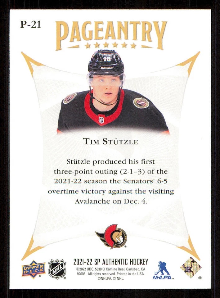 2021-22 SP Authentic Pageantry #P21 Tim Stutzle - Image 2 of 2