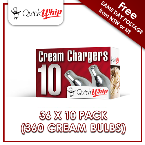 360 Cream Chargers - QuickWhip 10 PACK X 36 9g Pure Nitrous Oxide (N20 Bulbs) - Picture 1 of 12