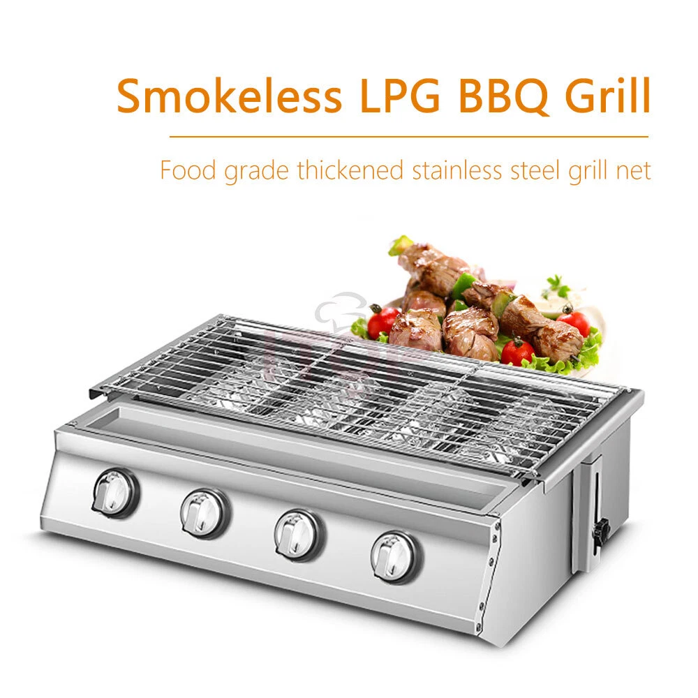 Smokeless 4 Burners BBQ Grill LPG Gas Adjust Height Outdoor Picnic Glass Cover
Opens in a new window