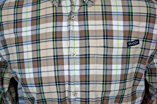 VOLCOM Mens Shirt Multi Color Plaid All Cotton Point Collar Large - Picture 5 of 9