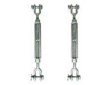 Turnbuckle 1/2 Inch x 12 Inches Jaw Jaw Galvanized Steel Turnbuckle 2-PK