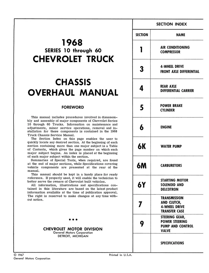 Chevrolet Truck 1968 manual de revisión del chasis (serie 10-60) Foto 2 de 3
