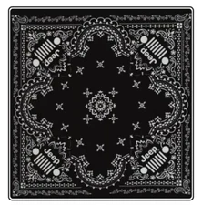 Official licensed JEEP  BANDANA, Classic Black & White Grill and Logo, 21”x21”