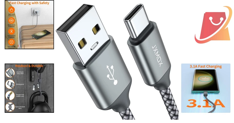 Cable Trenzado USB A a C 3.1A Carga Rápida, Compatible con iPhone 15/16 Foto 2 de 4