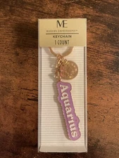 Modern Expressions Aquarius Purple & Gold 1 Count Keychain Metal Zodiac