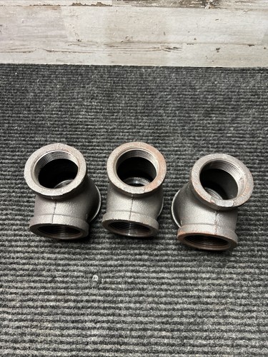 LOT OF 3 Reducing Tee Fittings Malleable Iron 2" x 1-1/2" x 1-1/2" - Picture 2 of 7