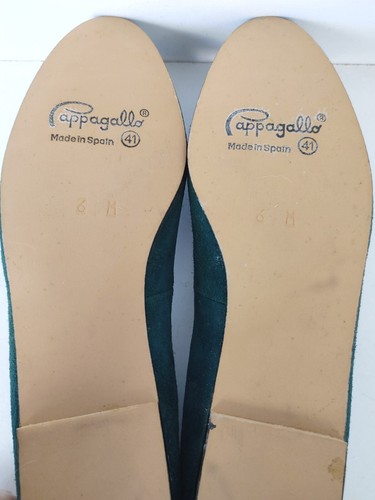 NOS ~ Vintage 80s/90s Pappagallo SUEDE ROSETTE BALLET FLATS Shoes ~ GREEN 6M - Picture 5 of 6