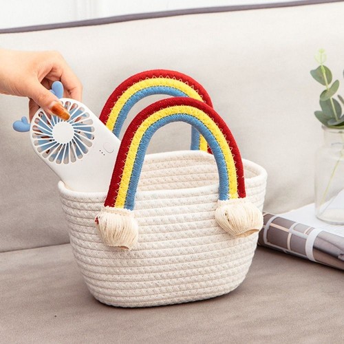 Rainbow Color Handbags Cotton Rope Woven Pouch Fashion Woven Bag Summer - Picture 7 of 17