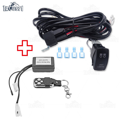 2 Head Relay Wiring Harness Spot Lights Switch + Remote Control For Fog Lamp